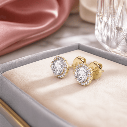 14K Gold 1.0 CTTW Lab Grown Diamond Round Stud Earrings