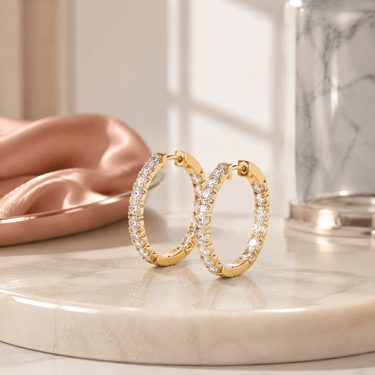 14K Gold 5.0 CTTW Lab Grown Diamond Round Hoop Earrings