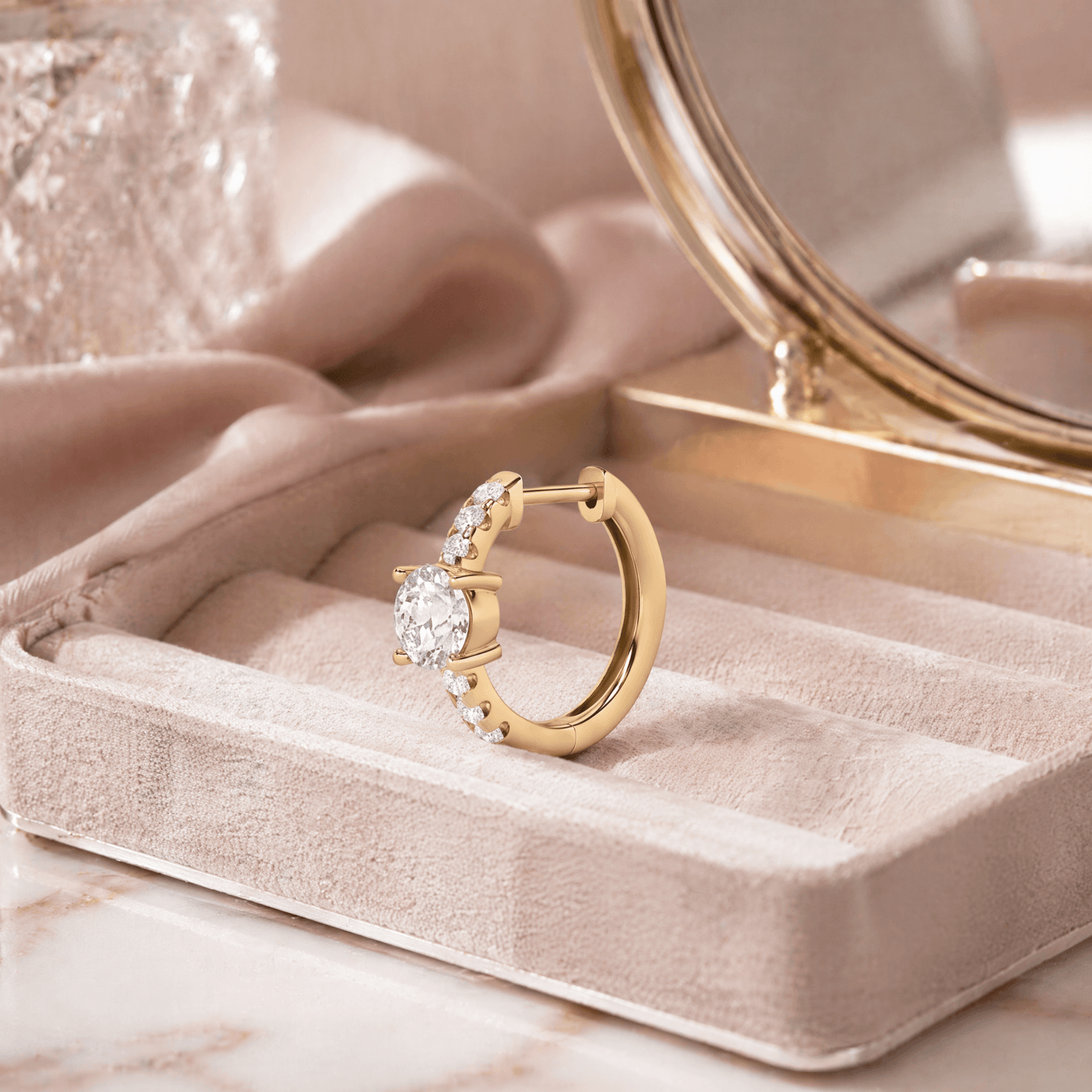 14K Gold 1.5 CTTW Lab Grown Diamond Round Cut Hoop Earrings