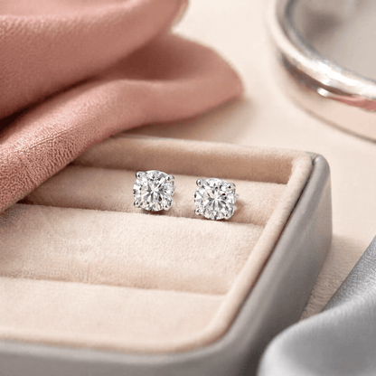 14K White Gold 1.0 CTTW Lab Grown Diamond Round Stud Earrings