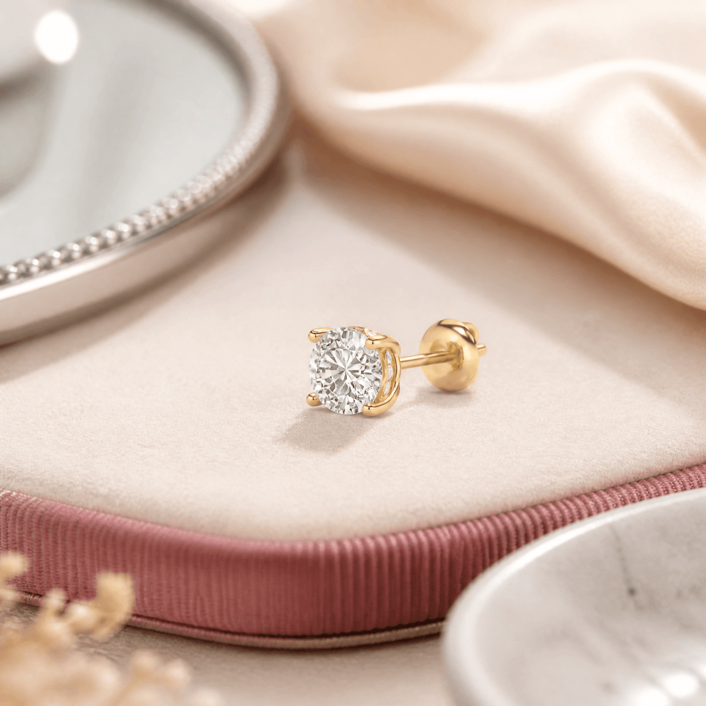14K Gold 1.0 CTTW Lab Grown Diamond Stud Earrings