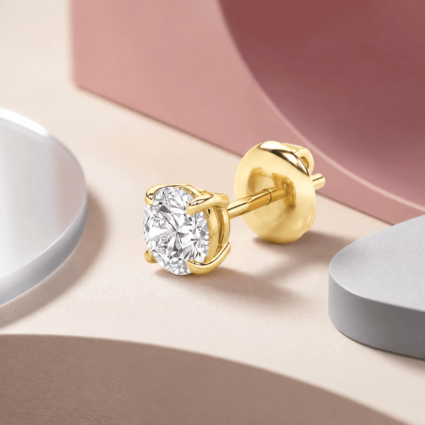 14K Gold 4.0 CTTW Lab Grown Diamond Round Stud Earrings