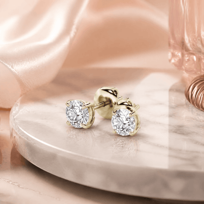 14K Gold 5.0 CTTW Lab Grown Diamond Round Stud Earrings