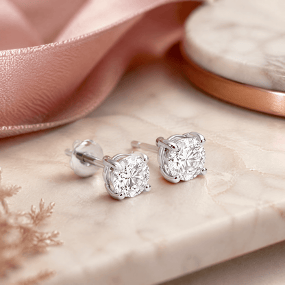 14K White Gold 5.0 CTTW Lab Grown Diamond Round Stud Earrings