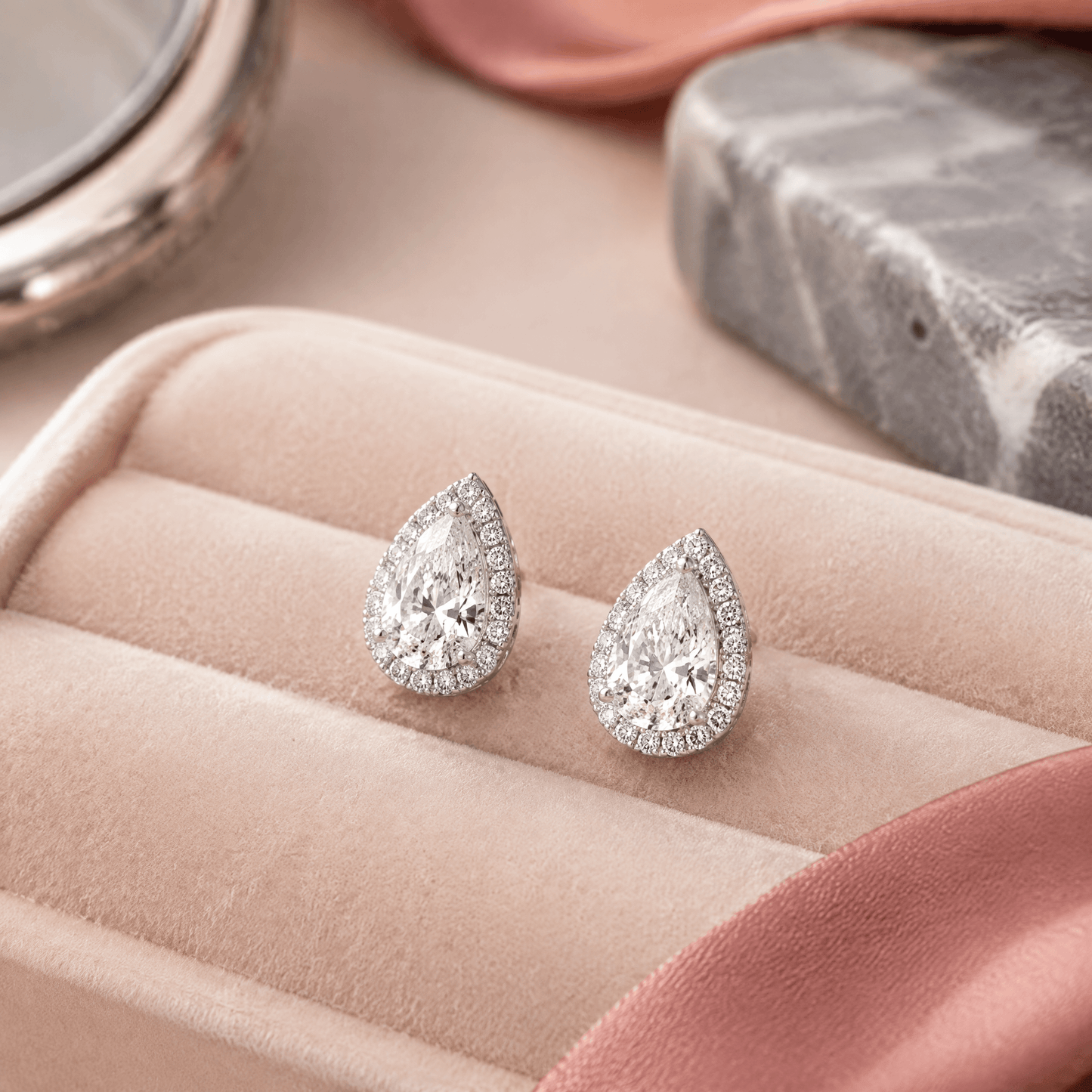 14K White Gold 1.0 CTTW Lab Grown Diamond Pear Stud Earrings
