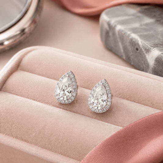 14K White Gold 1.0 CTTW Lab Grown Diamond Pear Stud Earrings