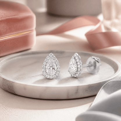 14K White Gold 3.0 CTTW Lab Grown Diamond Pear Stud Earrings