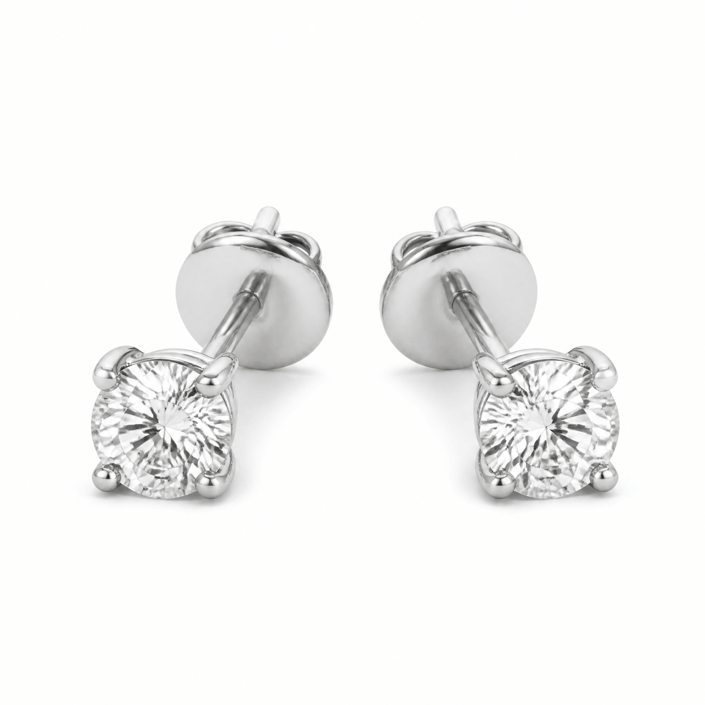 14K White Gold 4.0 CTTW Lab Grown Diamond Round Stud Earrings