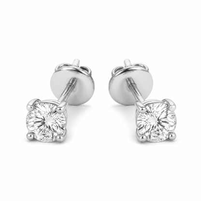 14K White Gold 4.0 CTTW Lab Grown Diamond Round Stud Earrings
