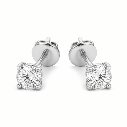 14K White Gold 4.0 CTTW Lab Grown Diamond Round Stud Earrings