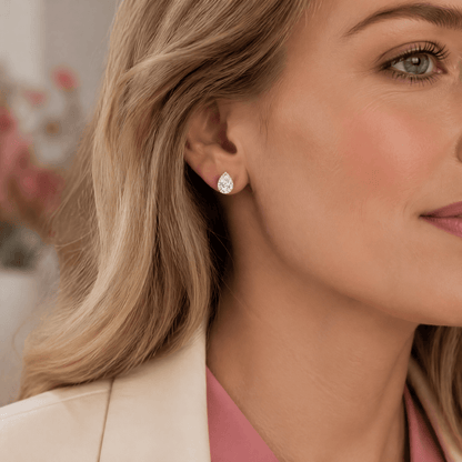 14K Gold 1.0 CTTW Lab Grown Diamond Pear Stud Earrings