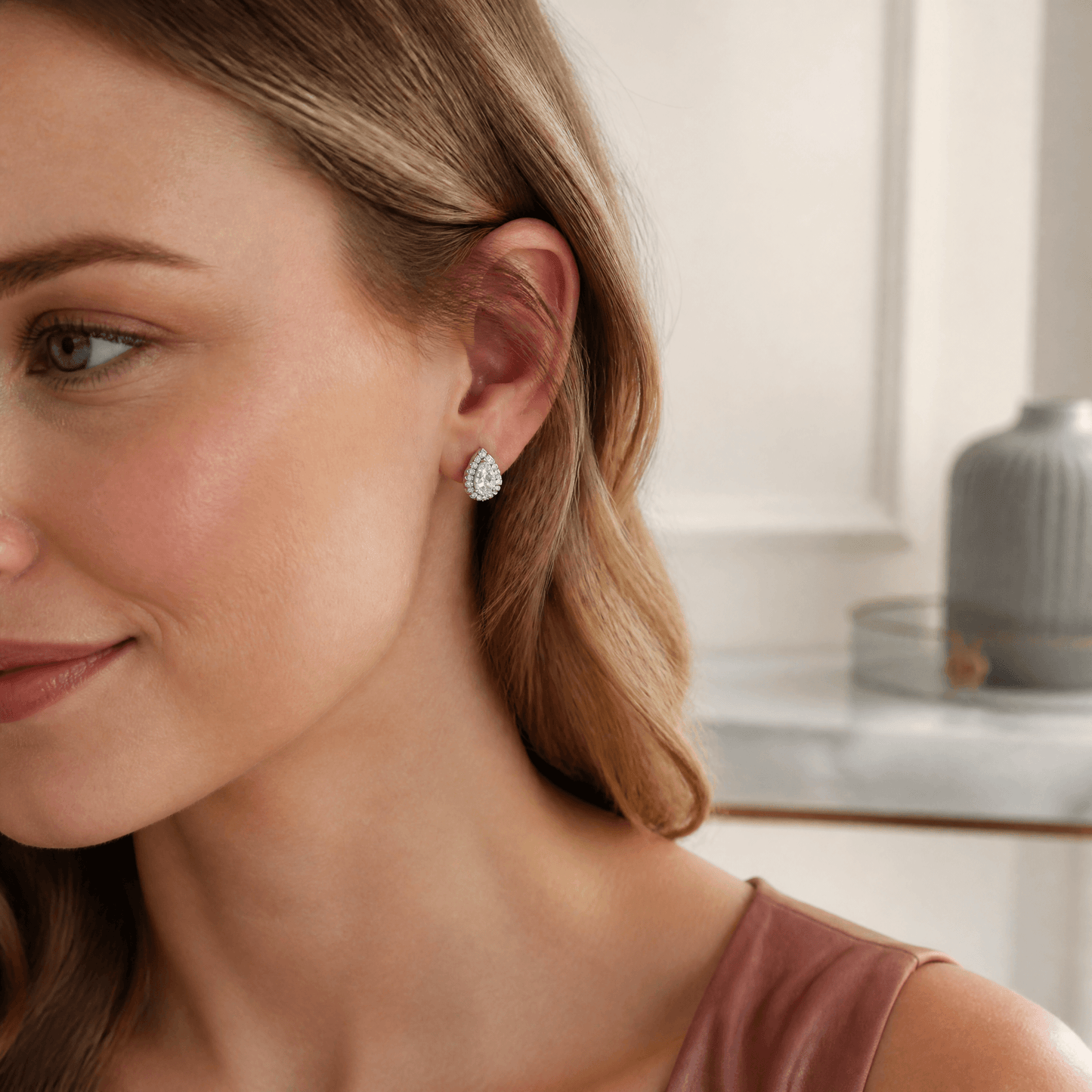 14K White Gold 3.0 CTTW Lab Grown Diamond Pear Stud Earrings