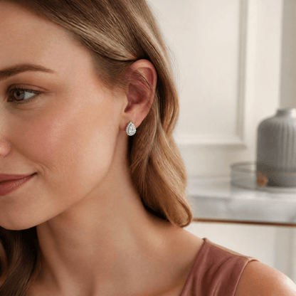 14K White Gold 3.0 CTTW Lab Grown Diamond Pear Stud Earrings