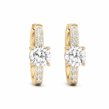 14K Gold 1.5 CTTW Lab Grown Diamond Round Cut Hoop Earrings