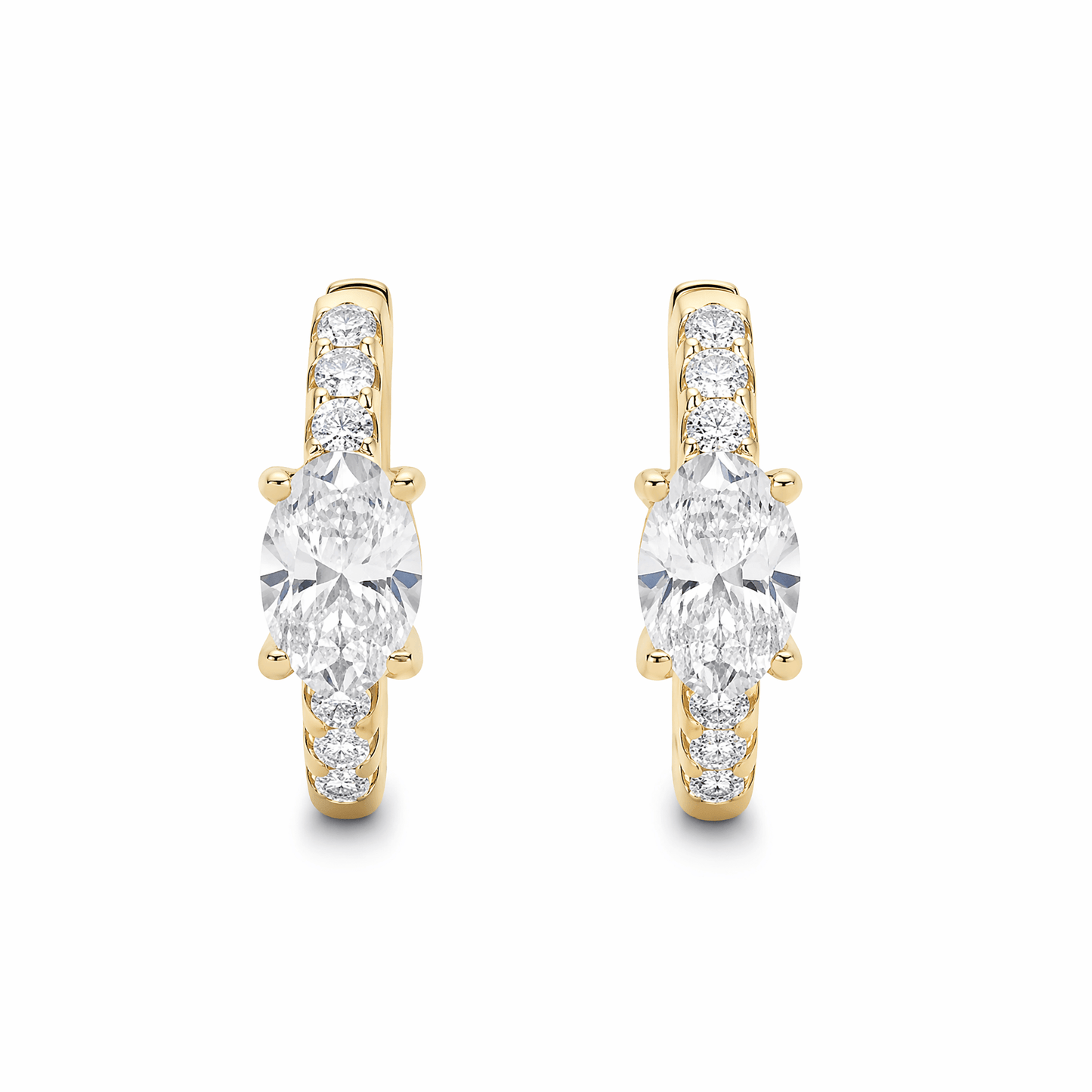 14K Gold 1.5 CTTW Lab Grown Diamond Oval Cut Hoop Earrings