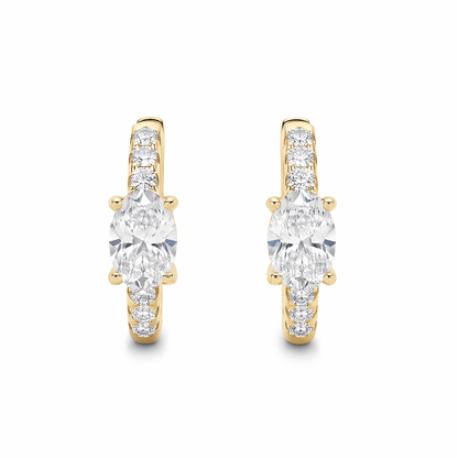 14K Gold 1.5 CTTW Lab Grown Diamond Oval Cut Hoop Earrings