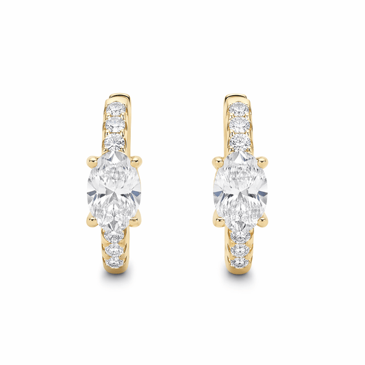14K Gold 1.5 CTTW Lab Grown Diamond Oval Cut Hoop Earrings