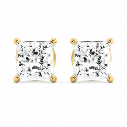 14K Gold 1.0 CTTW Lab Grown Diamond Princess Cut Stud Earrings