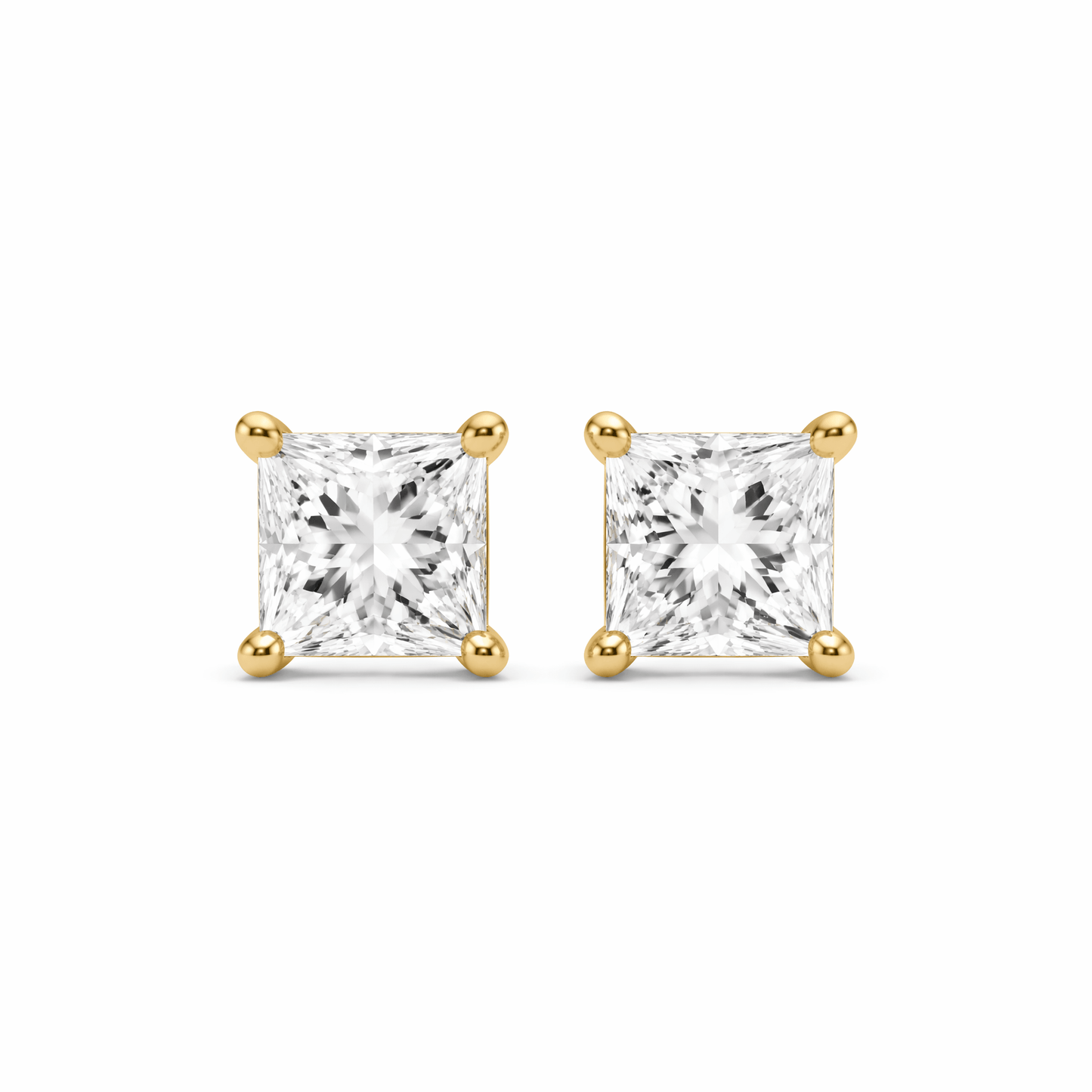 14K Gold 5.0 CTTW Lab Grown Diamond Princess Cut Stud Earrings