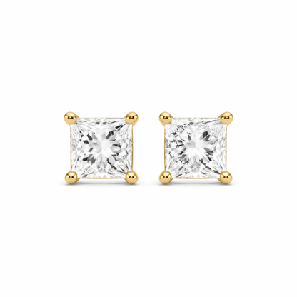 14K Gold 5.0 CTTW Lab Grown Diamond Princess Cut Stud Earrings