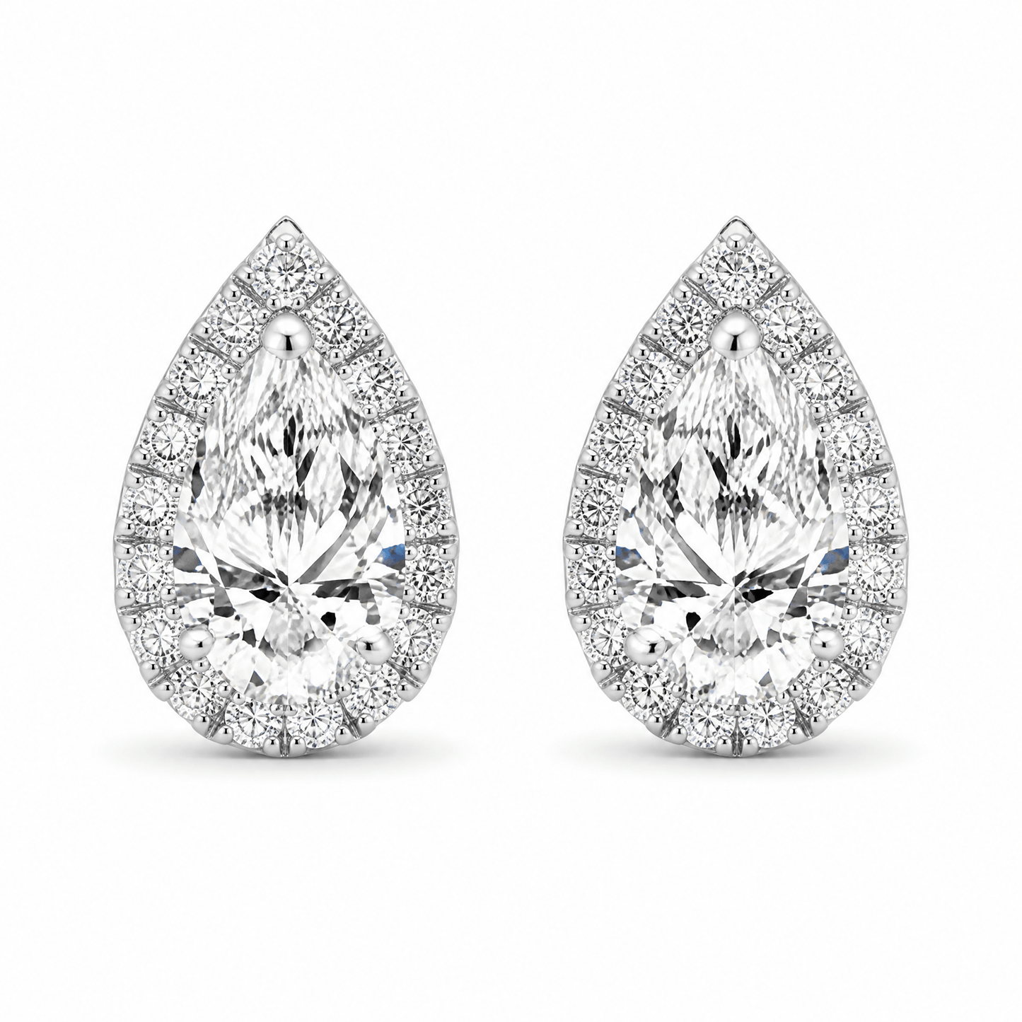 14K White Gold 1.0 CTTW Lab Grown Diamond Pear Stud Earrings