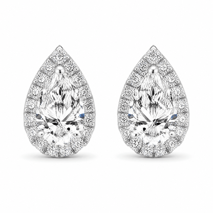 14K White Gold 1.0 CTTW Lab Grown Diamond Pear Stud Earrings