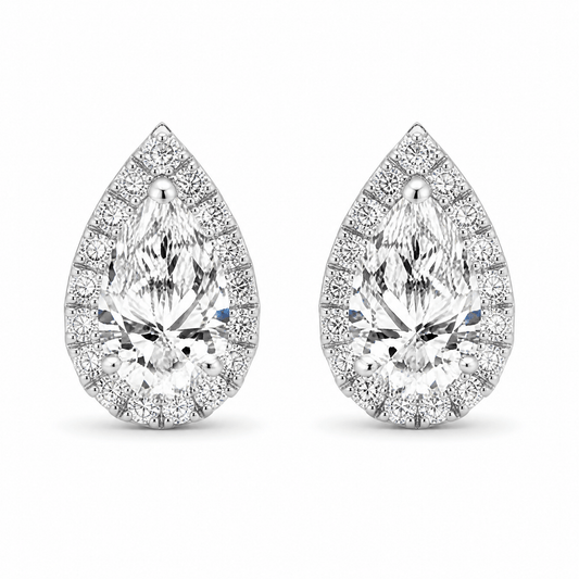 14K White Gold 1.0 CTTW Lab Grown Diamond Pear Stud Earrings