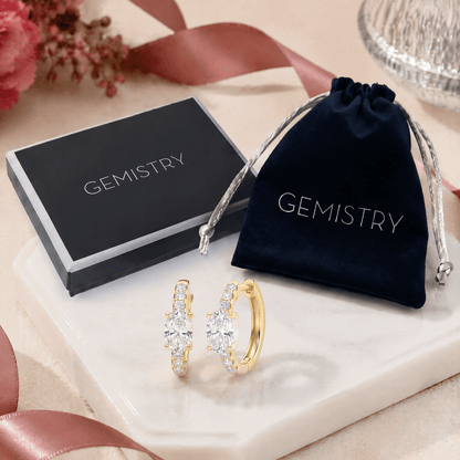 14K Gold 1.5 CTTW Lab Grown Diamond Oval Cut Hoop Earrings