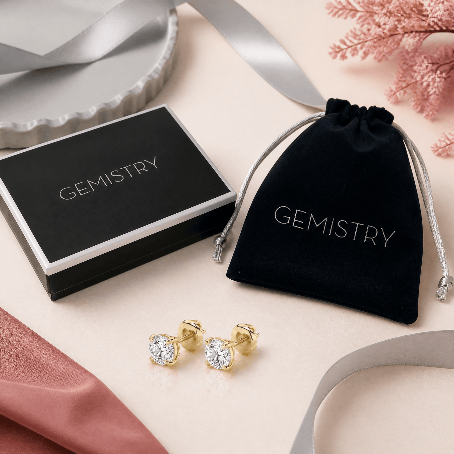 14K Gold 5.0 CTTW Lab Grown Diamond Round Stud Earrings