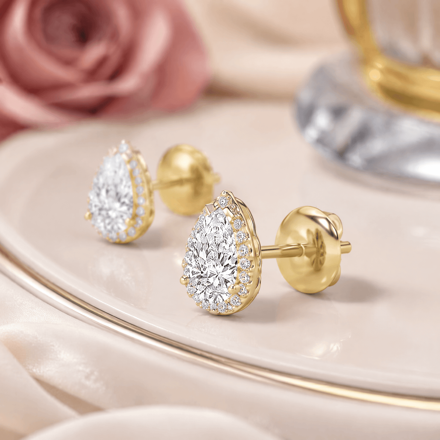 14K Gold 3.0 CTTW Lab Grown Diamond Pear Stud Earrings