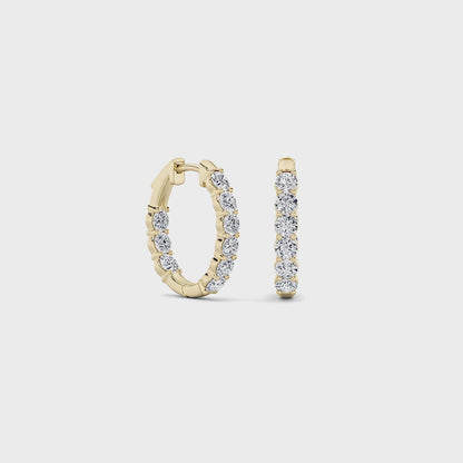 14K Gold 3.0 CTTW Lab Grown Diamond Round Hoop Earrings
