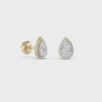 14K Gold 1.0 CTTW Lab Grown Diamond Pear Stud Earrings