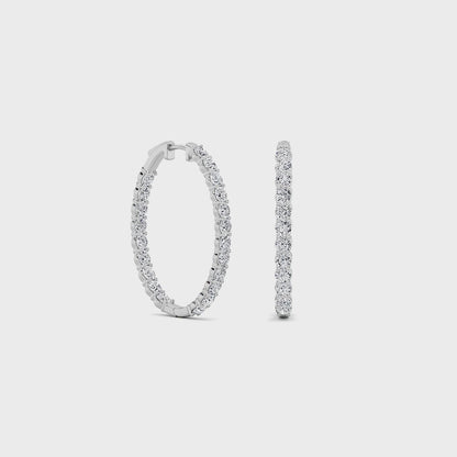 14K White Gold 5.0 CTTW Lab Grown Diamond Round Hoop Earrings