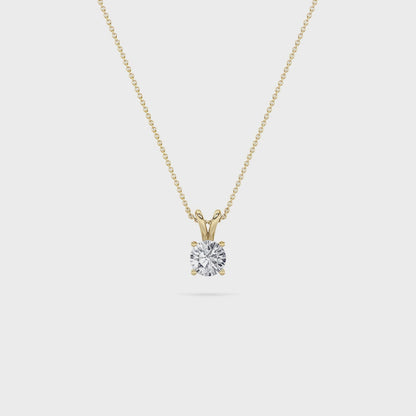 14K Gold 1.0 CTTW Lab Grown Diamond Round Pendant Necklace