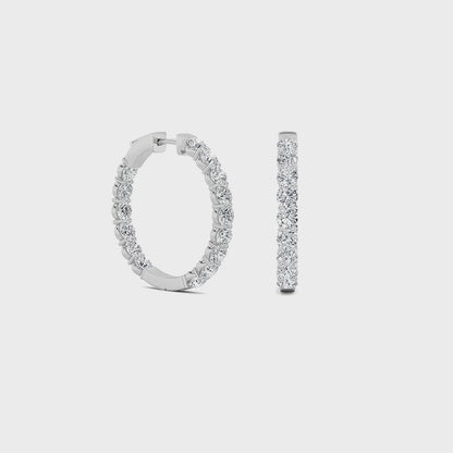 14K White Gold 7.0 CTTW Lab Grown Diamond Round Hoop Earrings