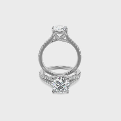 14K White Gold 2.0 CTTW Lab Grown Diamond Round Cut Ring, Sizes 5 to 10