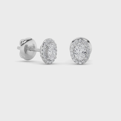 14K White Gold 3.0 CTTW Lab Grown Diamond Oval Stud Earrings