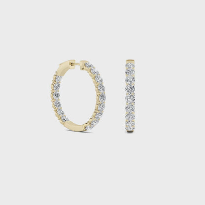 14K Gold 5.0 CTTW Lab Grown Diamond Round Hoop Earrings