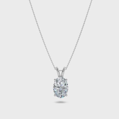 14K White Gold 3.0 CTTW Lab Grown Diamond Oval Pendant Necklace