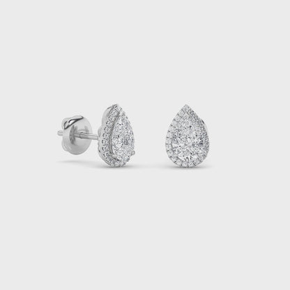 14K White Gold 1.0 CTTW Lab Grown Diamond Pear Stud Earrings