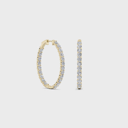 14K Gold 7.0 CTTW Lab Grown Diamond Round Hoop Earrings