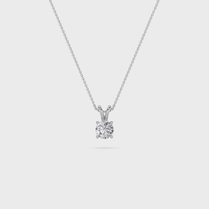 14K White Gold 3.0 CTTW Lab Grown Diamond Round Pendant Necklace