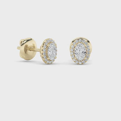 14K Gold 3.0 CTTW Lab Grown Diamond Oval Stud Earrings