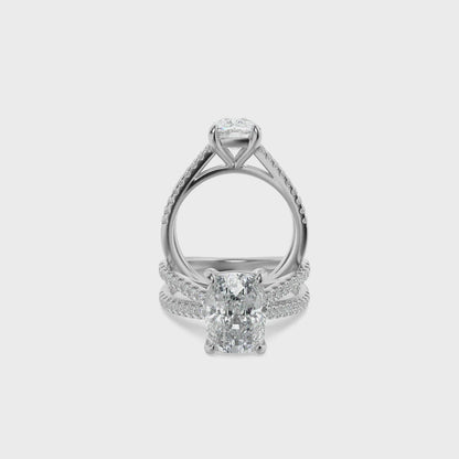 14K White Gold 2.3 CTTW Lab Grown Diamond Emerald Cut Ring, Sizes 5 to 10