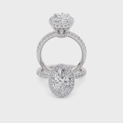 14K White Gold 3.0 CTTW Lab Grown Diamond Oval Cut Ring, Sizes 5 to 10