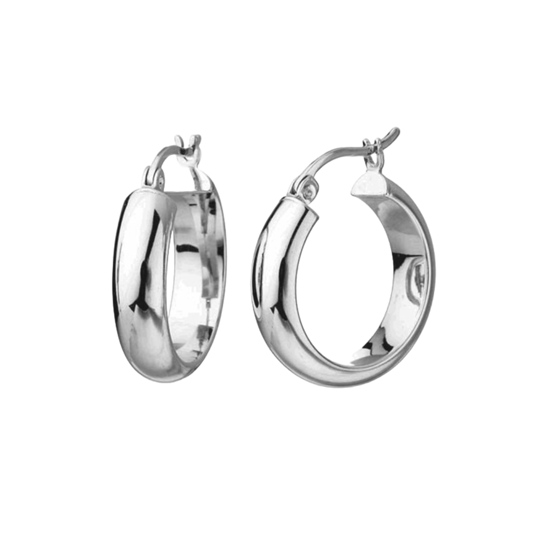 Judy Crowell Jewelry Sterling Silver Polished Tube Hoop Earrings